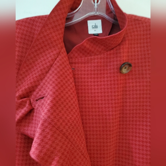 Cabi red blazer / jacket with ruffle & houndstooth pattern, XS - Picture 9 of 16